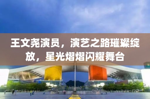 王文堯演員，演藝之路璀璨綻放，星光熠熠閃耀舞臺